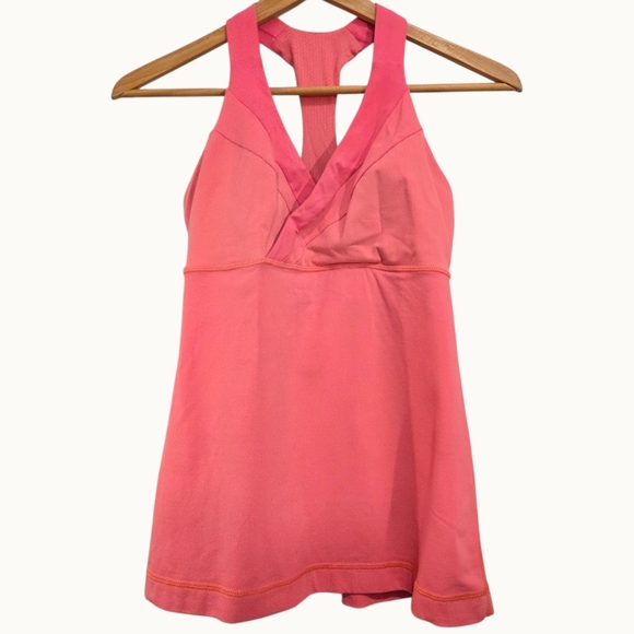Lululemon Vintage Coral Pink Racerback Tank Top Size 6 Built-In Bra - Picture 2 of 6